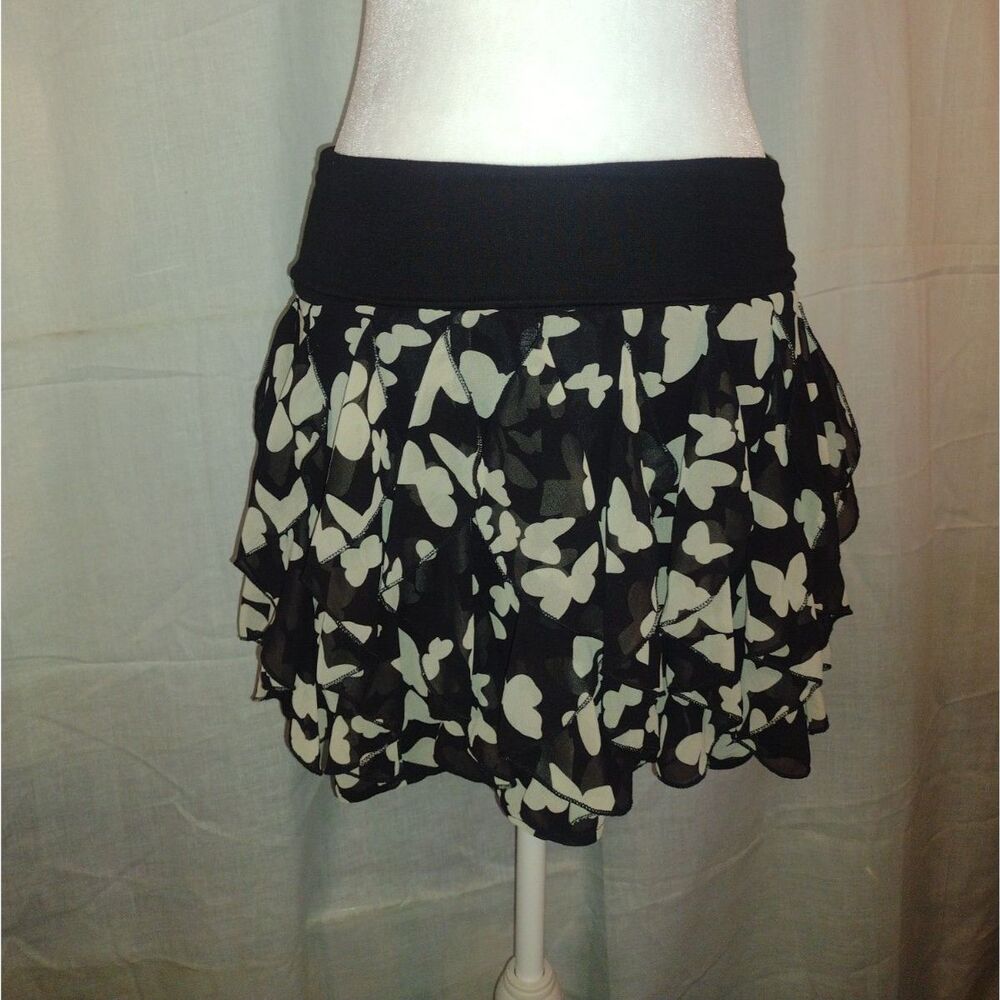 Vintage Wet Seal Butterfly Print Foldover Mini Skirt - Y2K Fairycore Size M